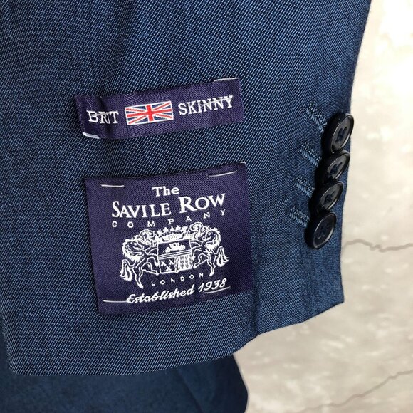 Savile Row Blue Trim Fit Brixton Suitcoat Jacket 42L NWOT - Picture 6 of 10